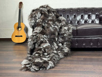 Tatifurs Natural Silver Fox Fur Throw Blanket Velvet Cotton Backing