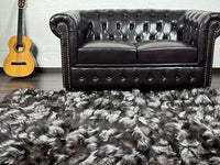 Tatifurs Natural Silver Fox Fur Throw Blanket Velvet Cotton Backing
