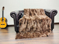Tatifurs Double Sided Brown Rex Rabbit Fur Throw Blanket