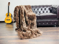 Tatifurs Double Sided Brown Rex Rabbit Fur Throw Blanket