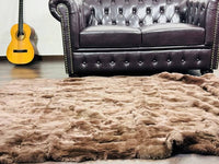 Tatifurs Double Sided Brown Rex Rabbit Fur Throw Blanket