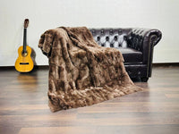 Tatifurs Double Sided Brown Rex Rabbit Fur Throw Blanket