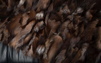 Tatifurs Natural Crystal Dark Fox Fur Throw Blanket Velvet Cotton Backing